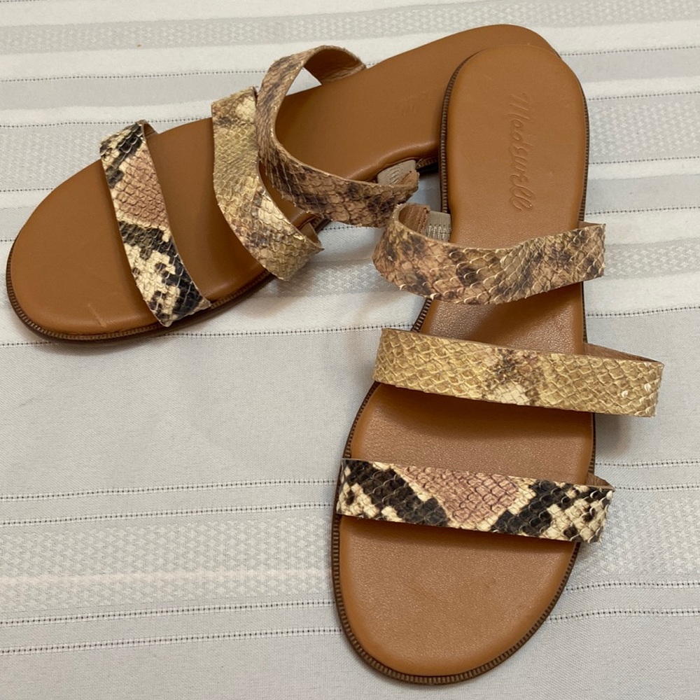 Madewell Womens Leather Slip On Sandals- Excellent Used Condition Size 6.5
